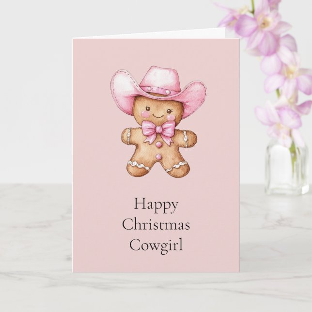 Carte Joyeux Noël de fille en pain d'épice (Orchidée)