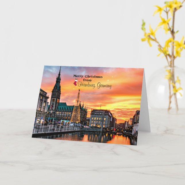 Carte Joyeux Noël de Hambourg, Allemagne (Fleur jaune)