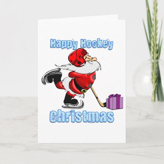Carte Joyeux Noël de hockey (Devant)