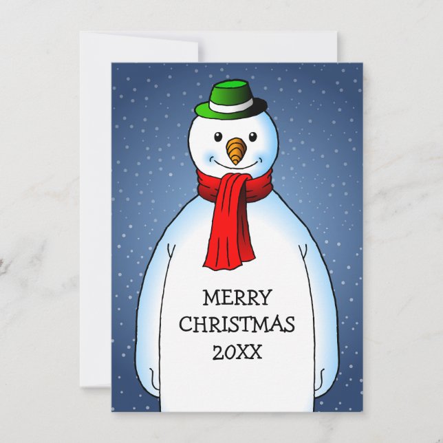 Carte Joyeux Noël de l'heureux bonhomme de neige (Devant)