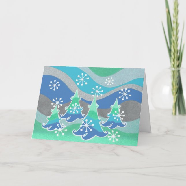 Carte 'Joyeux Noël' des arbres d'hiver (Devant)