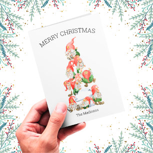 Carte Joyeux Noël drôles de gnomes arbre fête de fin d'a