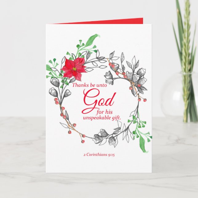 Carte Joyeux Noël Écriture Corinthians Poinsettia (Devant)