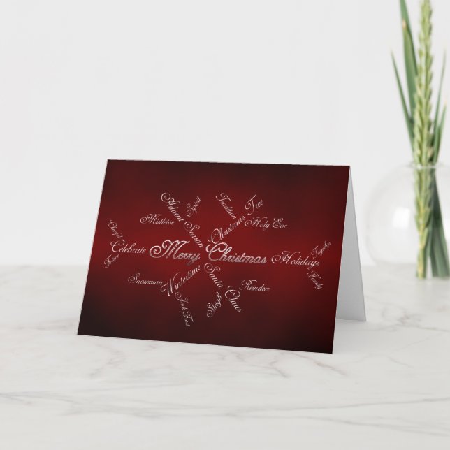 Carte Joyeux Noël élégant mot flocon de neige Noël (Devant)