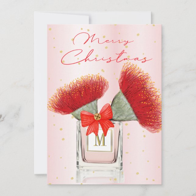 Carte Joyeux Noël Elégant Parfum Floral Rouge (Devant)