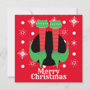Carte Joyeux Noël Elfe pieds talons Flammes de neige