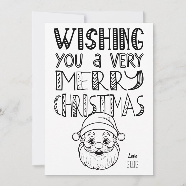 Carte Joyeux Noël en couleur Père Noël Flat (Devant)