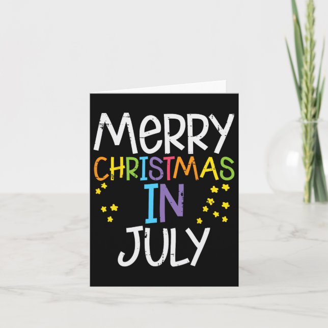 Carte Joyeux Noël En Juillet Étoiles Été Noël Hommes Fem (Devant)