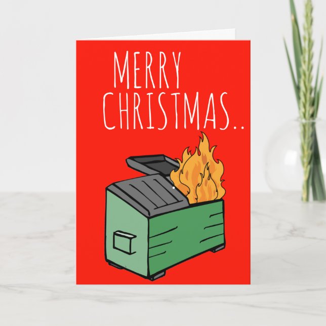 Carte Joyeux Noël et Bonne Année Incendie de poubelle (Devant)