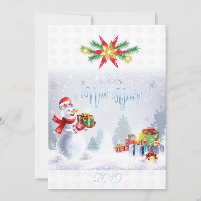 Carte Joyeux Noël et Bonne Année ! Snowman 20XX (Devant)