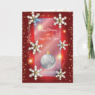 Carte Joyeux Noël et Nouvel An ! 20XX Silver Luxury Red