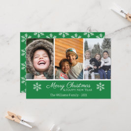 Carte Joyeux Noël Famille 3 Photo Snowflake