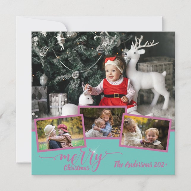 Carte Joyeux Noël Famille Photo Collage Extraordinaire F (Devant)