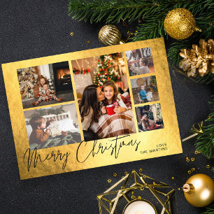 Carte Joyeux Noël Faux Gold Foil Multi Photo