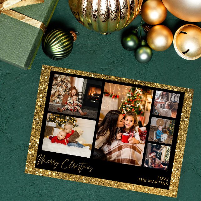 Carte Joyeux Noël Faux Gold Parties scintillant Multi Ph (Créateur téléchargé)