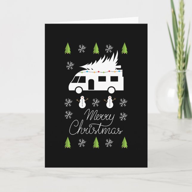 Carte Joyeux Noël festif Camper Motorhome Cadeau (Devant)