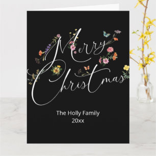 Carte Joyeux Noël Fleurs sauvages Salutation de vacances