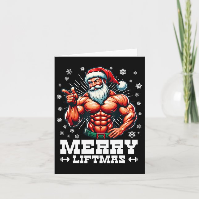 Carte Joyeux Noël Funky Bodybuilder Gym (Devant)