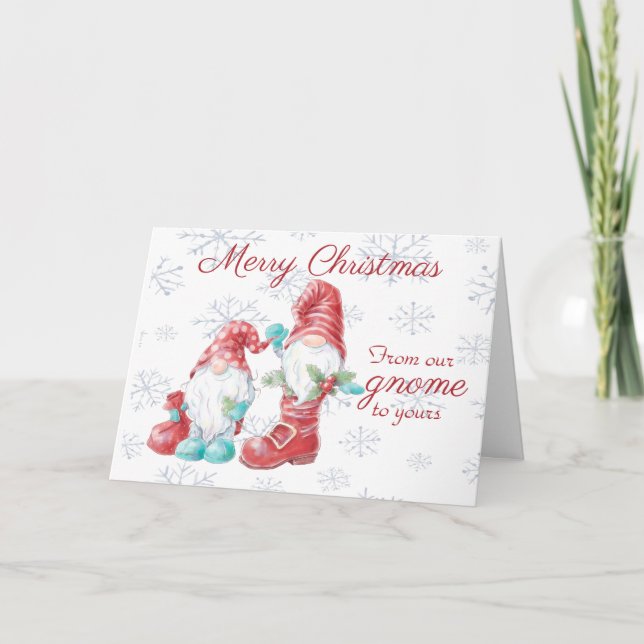Carte Joyeux Noël Gnomes Amusants (Devant)