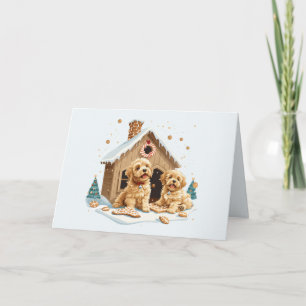 Carte Joyeux Noël Golden Retriever Dogs Gingerbread