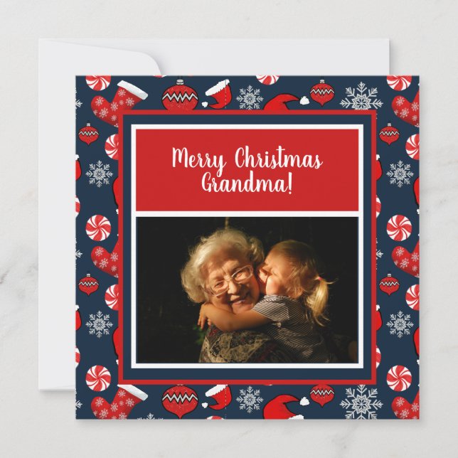 Carte Joyeux Noël grand-mère Photo Motif de vacances (Devant)
