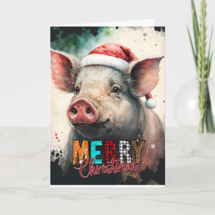 Carte Joyeux Noël heureux bébé PIG