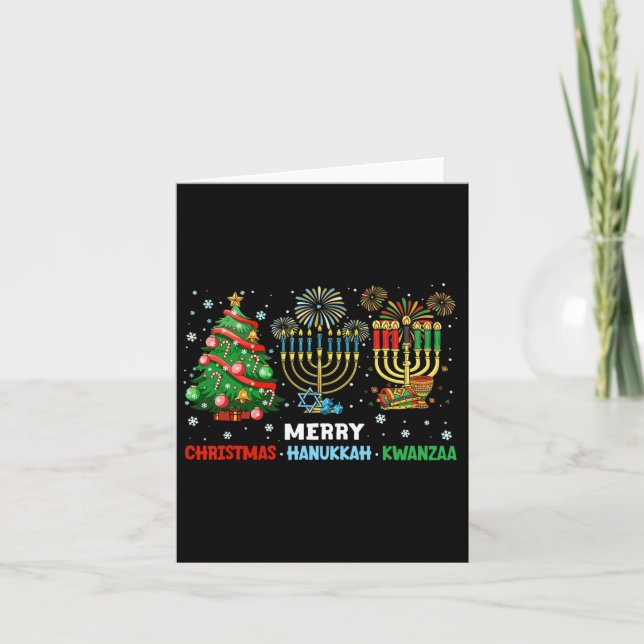 Carte Joyeux Noël Heureux Hanoukka Et Heureux Kwanzaa 1 (Devant)