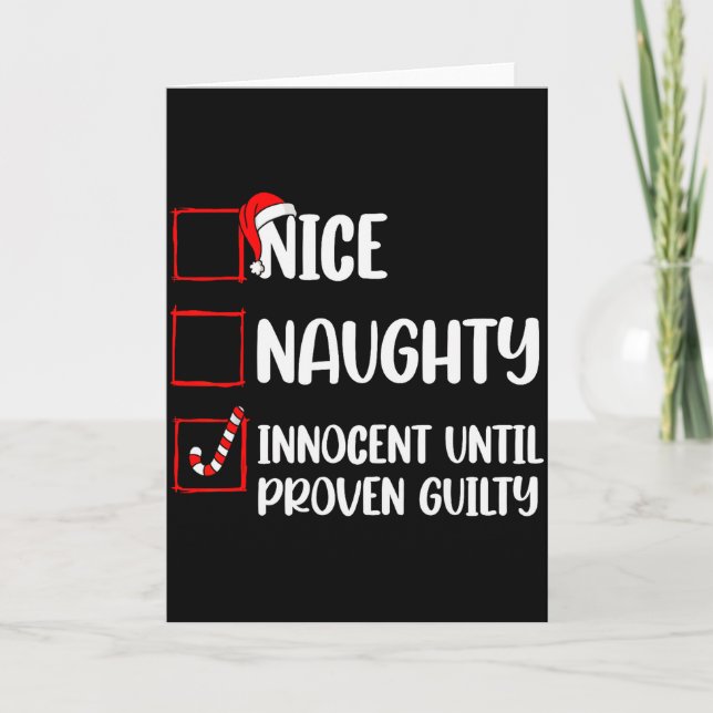 Carte Joyeux Noël Innocent Jusqu'à Prouvé Coupable (Devant)