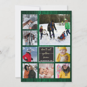 Carte Joyeux Noël Jaune Neige Vert Bois Valeur photo