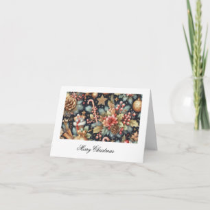 Carte Joyeux Noël Joli Motif Floral Design