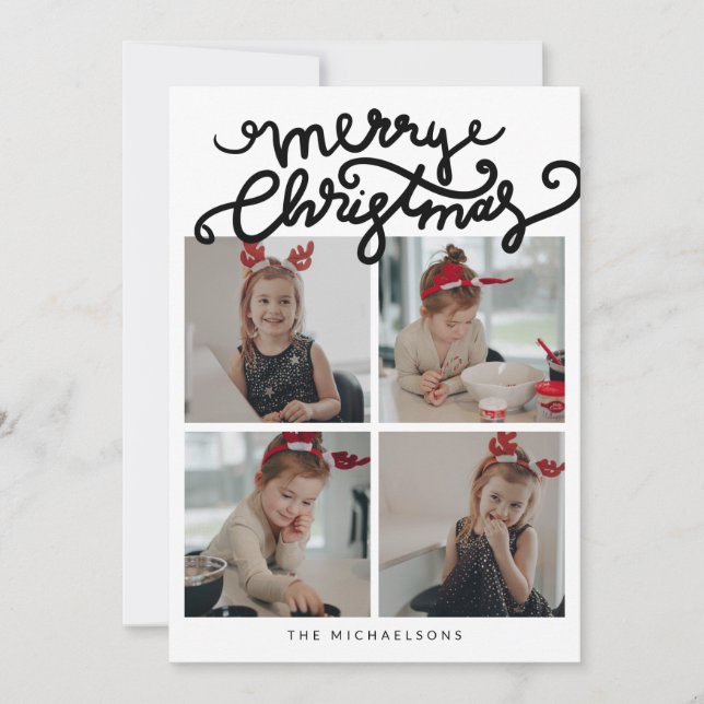 Carte JOYEUX NOËL Joyeuses Fêtes Ajouter Vos Photos (Devant)