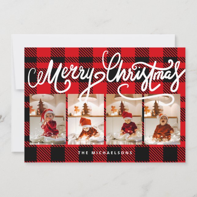 Carte JOYEUX NOËL Joyeuses Fêtes Ajouter Vos Photos (Devant)