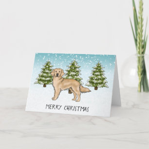 Carte Joyeux Noël Joyeux hiver de chien d'hivernage doré