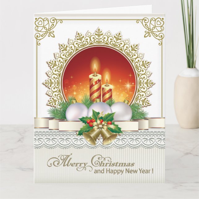 Carte Joyeux Noël Joyeux Nouvel An Ornement de Noël (Devant)