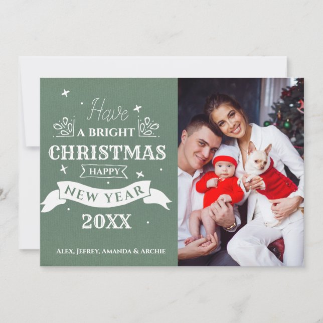 Carte Joyeux Noël Joyeux Nouvel An Typographie photo (Devant)