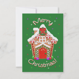 Carte Joyeux Noël ! Maison en pain d'épice en faux feutr