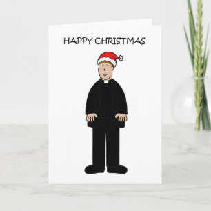 Carte Joyeux Noël masculin Vicar à Santa Hat