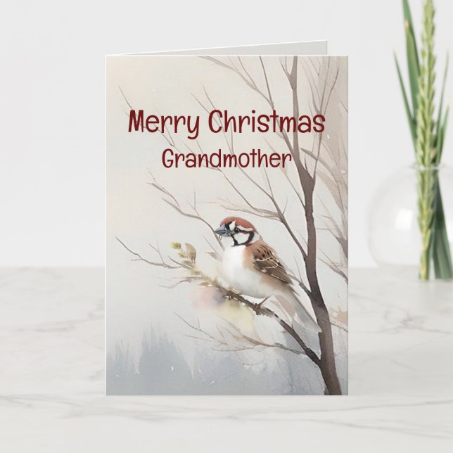 Carte Joyeux Noël Merveilleuse grand-mère aquarelle (Devant)
