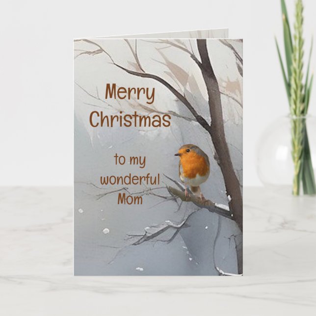 Carte Joyeux Noël Merveilleuse maman Aquarelle (Devant)