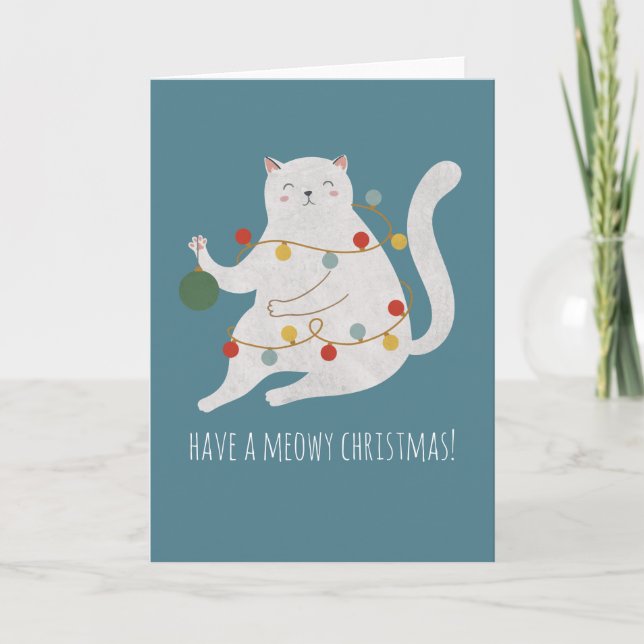 Carte Joyeux Noël Miaou Personnalisable (Devant)