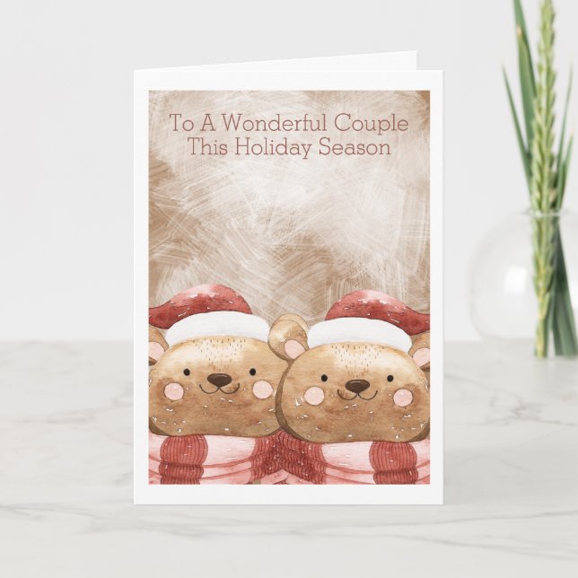 Carte Joyeux Noël mignon Ours Teddy Père Noël personnali (Devant)