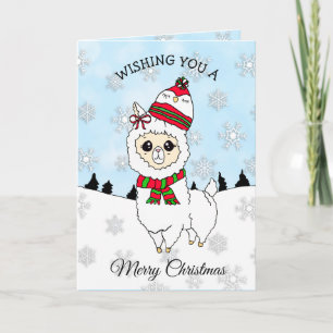 Carte Joyeux Noël mignonne Festive de Llama