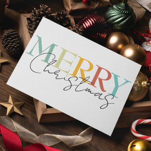 Carte Joyeux Noël Minimaliste Coloré Simple