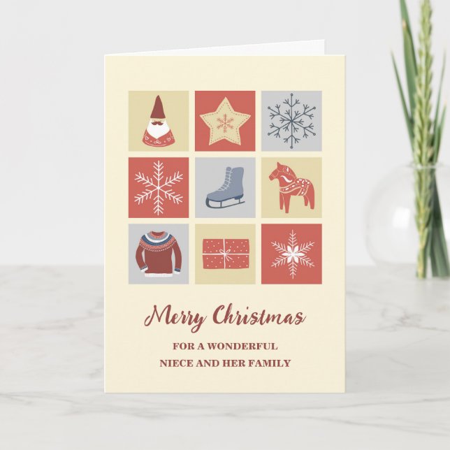 Carte Joyeux Noël moderne nièce et famille (Devant)