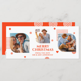 Carte Joyeux Noël Mr & Mrs 3 Photo Collage Moderne