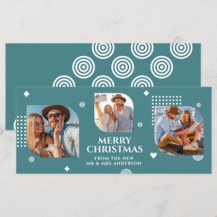 Carte Joyeux Noël Mr & Mrs 3 Photo Collage Moderne