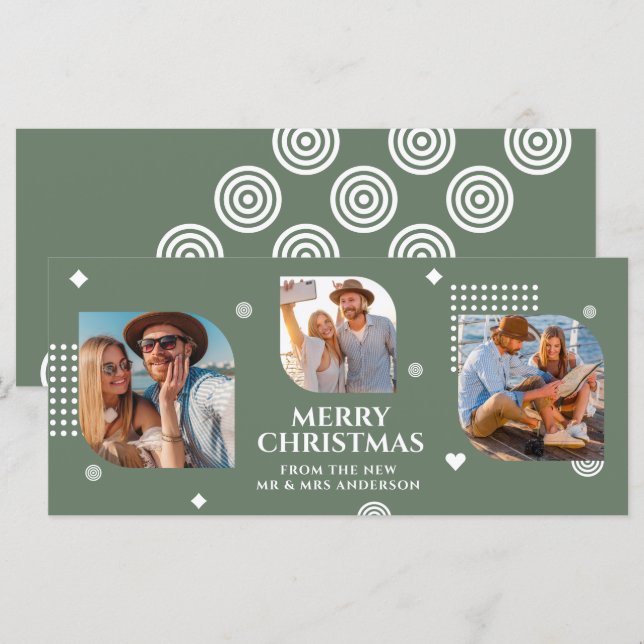 Carte Joyeux Noël Mr & Mrs 3 Photo Collage Moderne (Devant / Derrière)