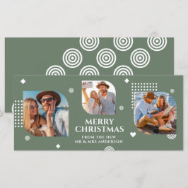 Carte Joyeux Noël Mr & Mrs 3 Photo Collage Moderne