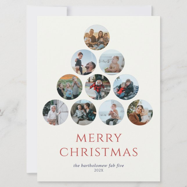 Carte Joyeux Noël Multiplue Photos Rouge (Devant)