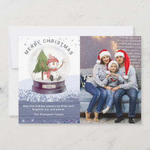 Carte Joyeux Noël Neige Globe mignonne Snowman Photo